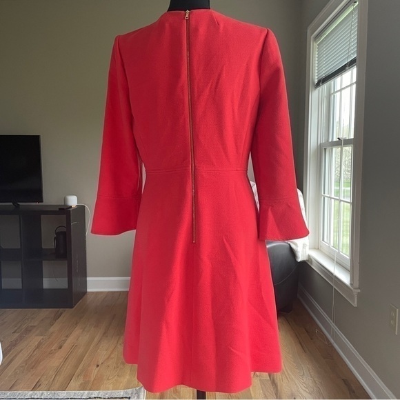 J Crew Red Orange Bell Sleeve Dress size 4 - Picture 3 of 10